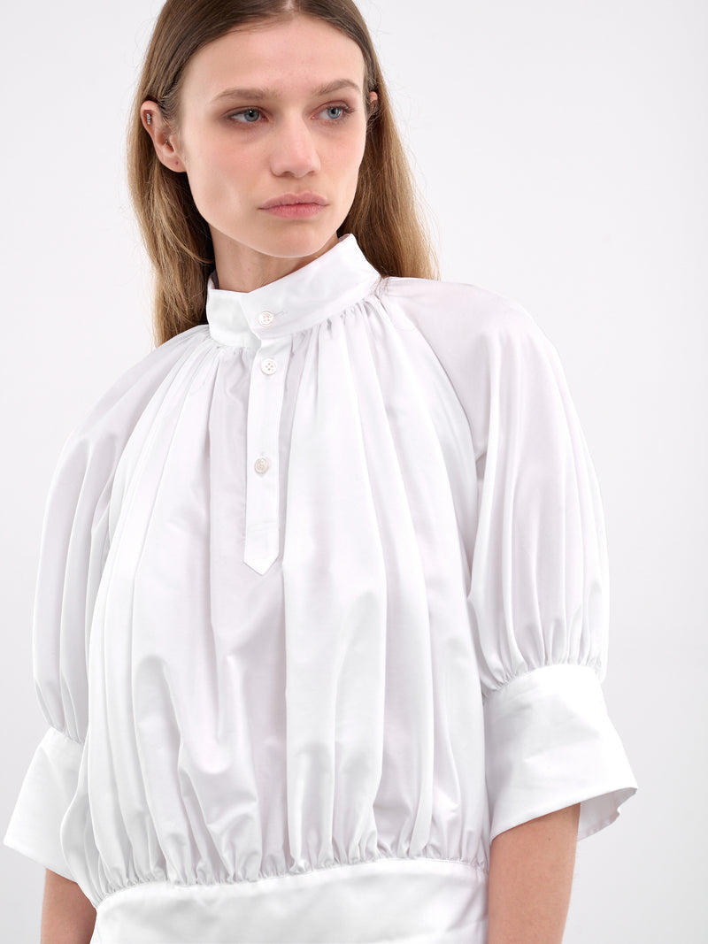 Shirred Cotton Blouse (3O-B019-S25-WHITE)