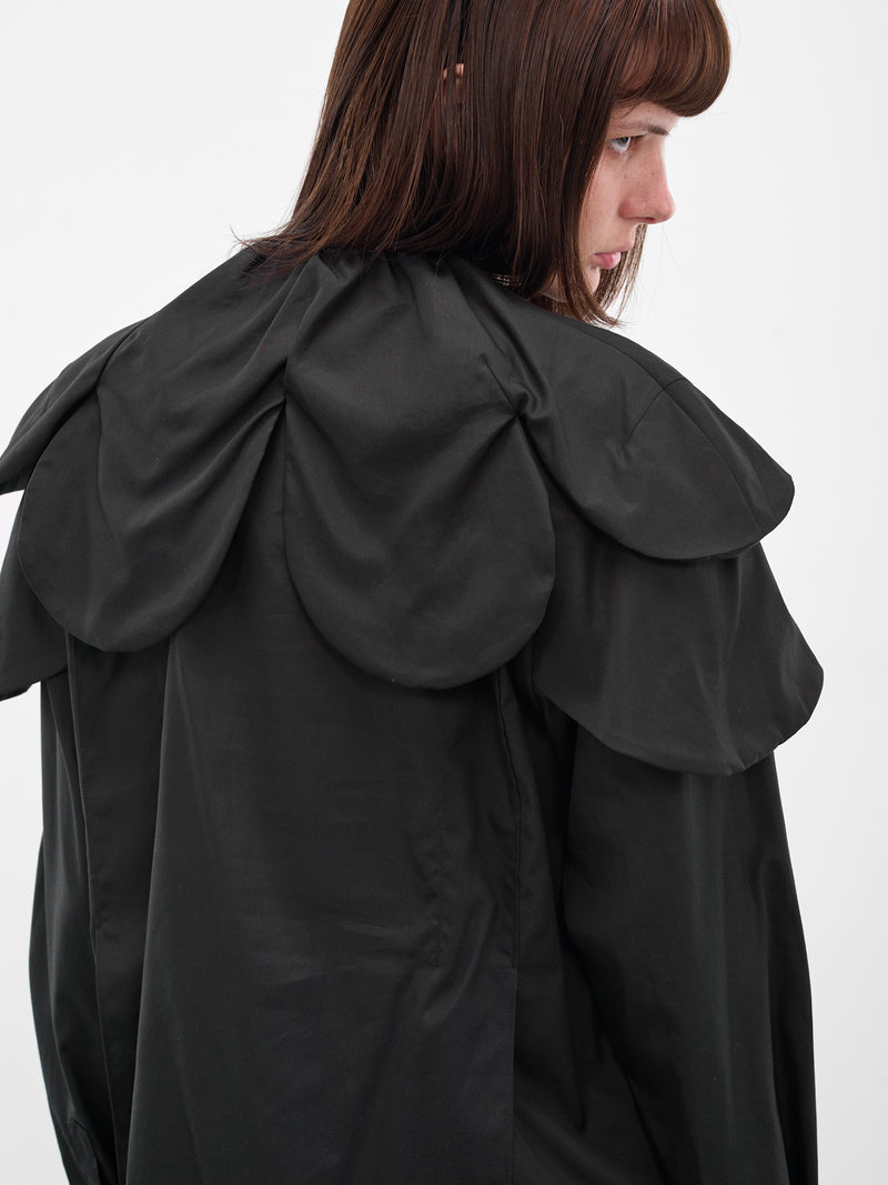 Black Petal Collar Button-Up Shirt (3P-B002-051-1-BLACK)