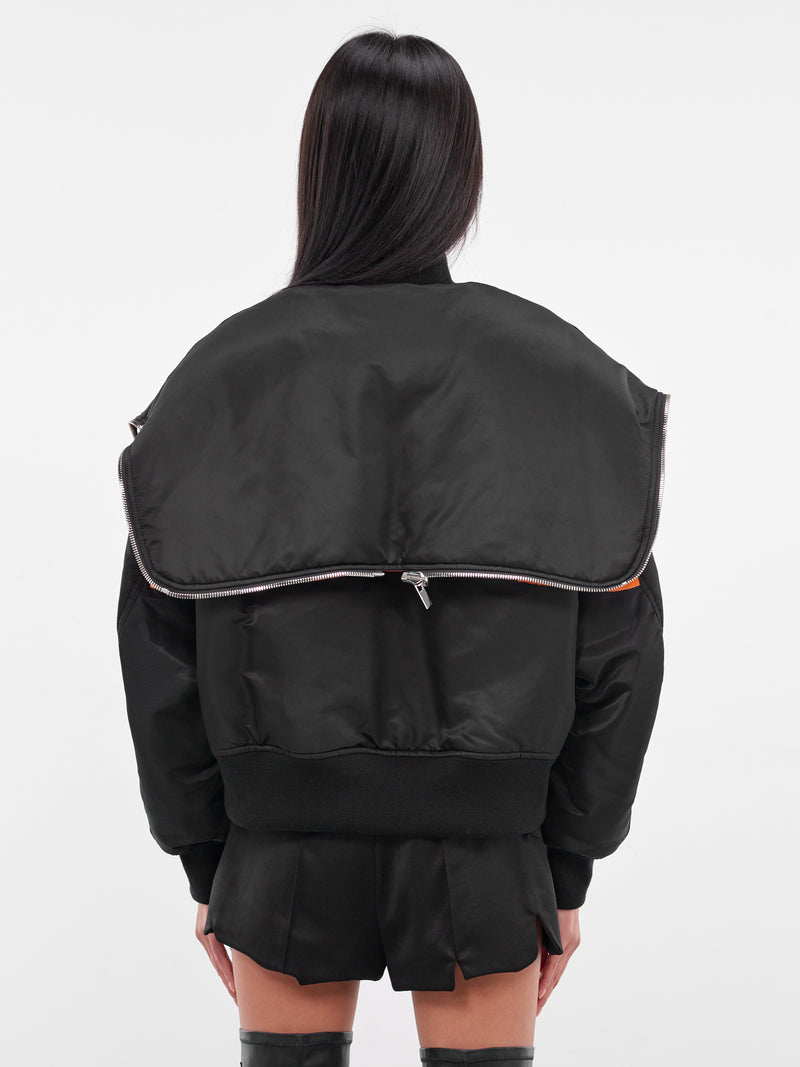Black Nylon Deconstructed Bomber Jacket (3P-J013-BLACK)