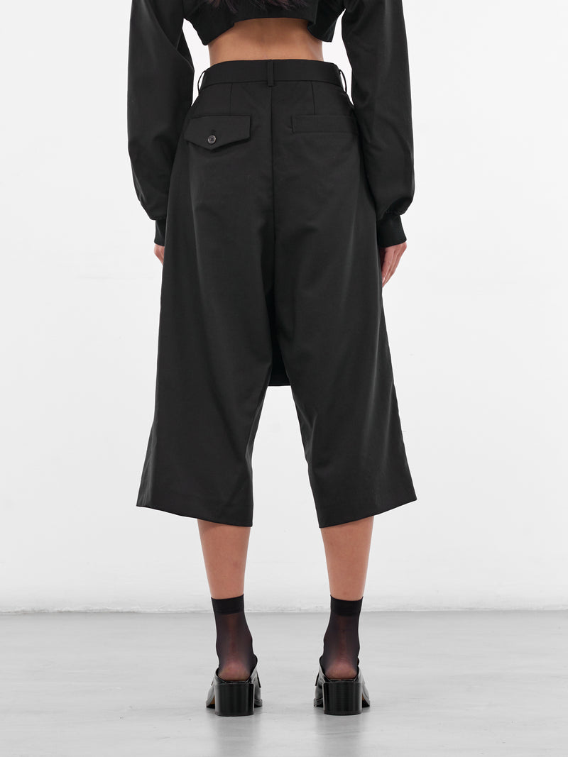 Black Wool Layered Skirt Pants (3P-P008-BLACK)