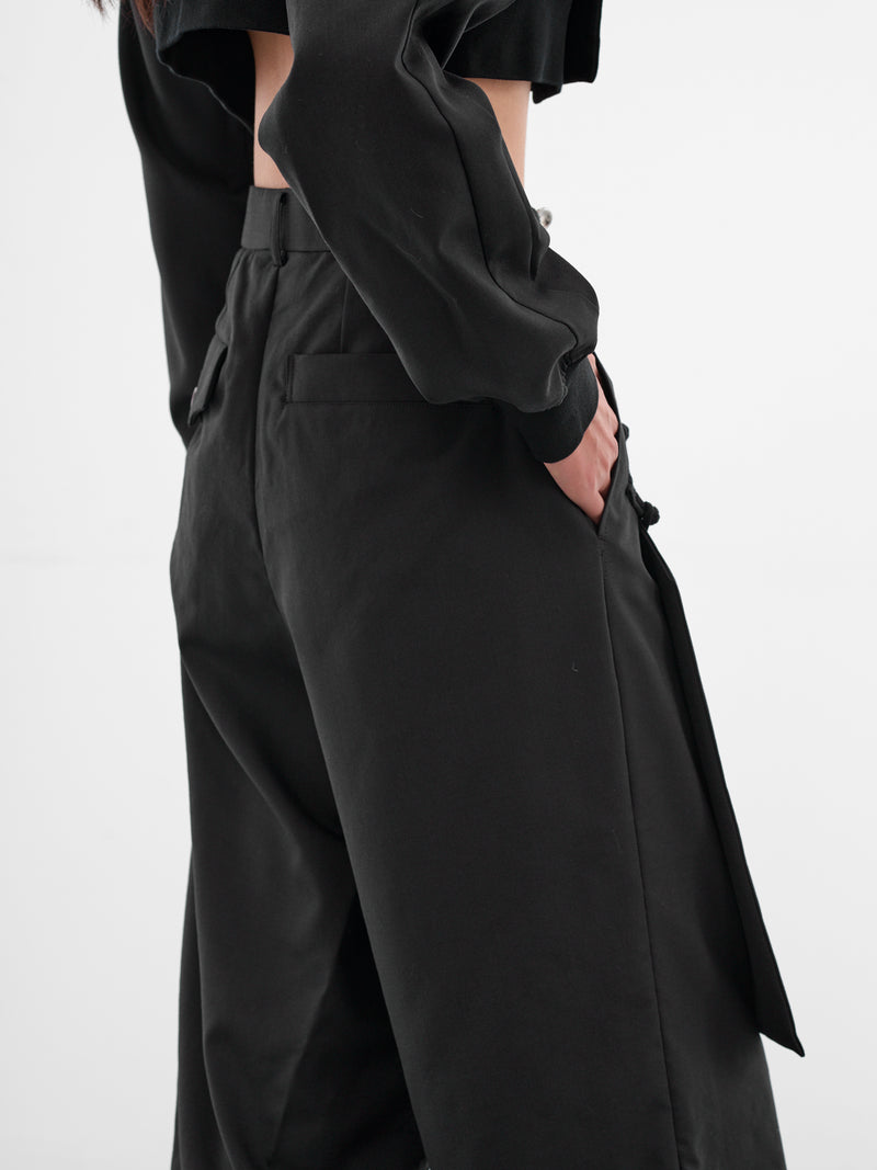 Black Wool Layered Skirt Pants (3P-P008-BLACK)