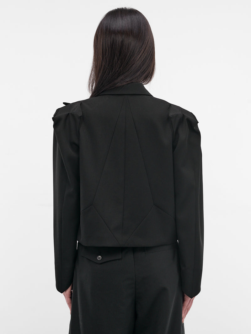 Black Star-Shaped Lapel Blazer (3Q-J003-S26-BLACK)