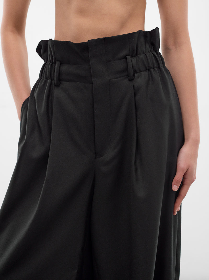 Black Wool Pleated Wide Trousers (3Q-P003-S26-BLACK)
