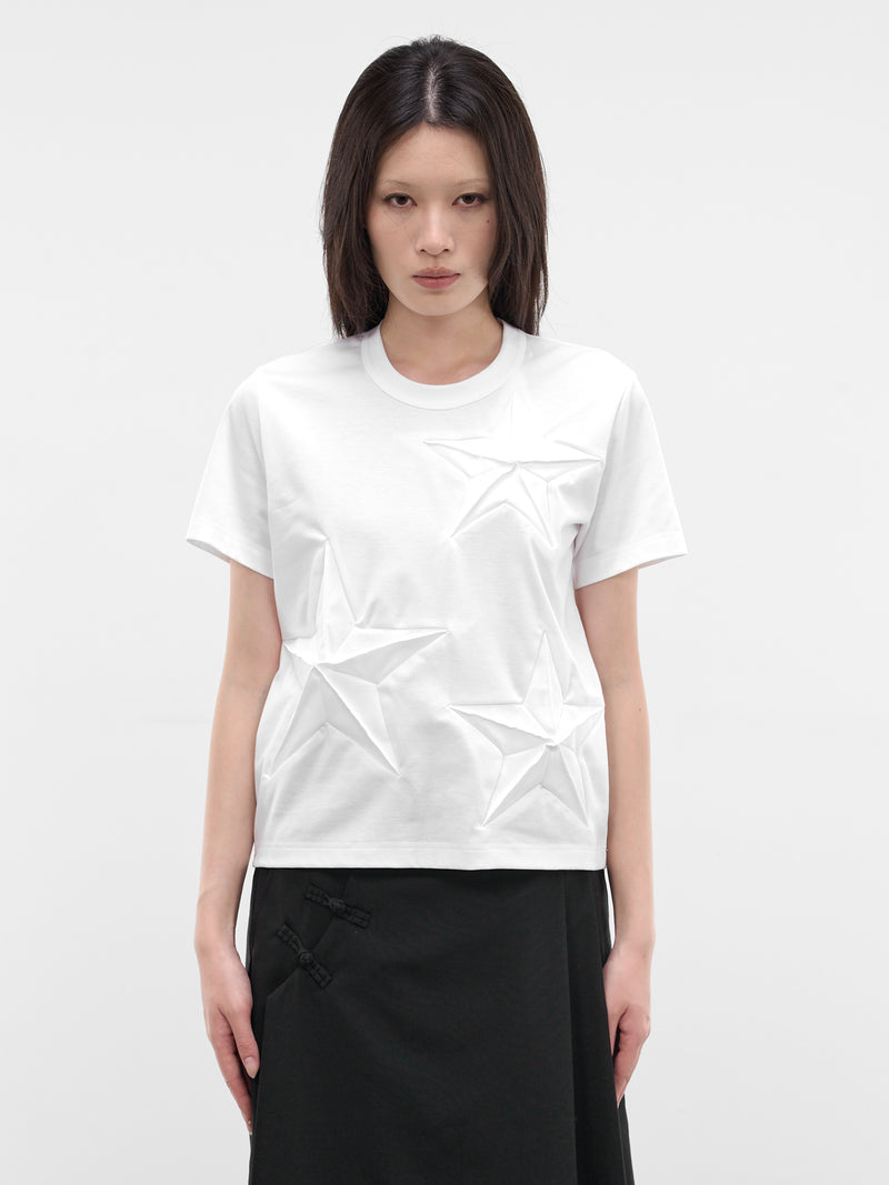 White 3D Star Paneled Tee (3Q-T006-S26-WHITE)