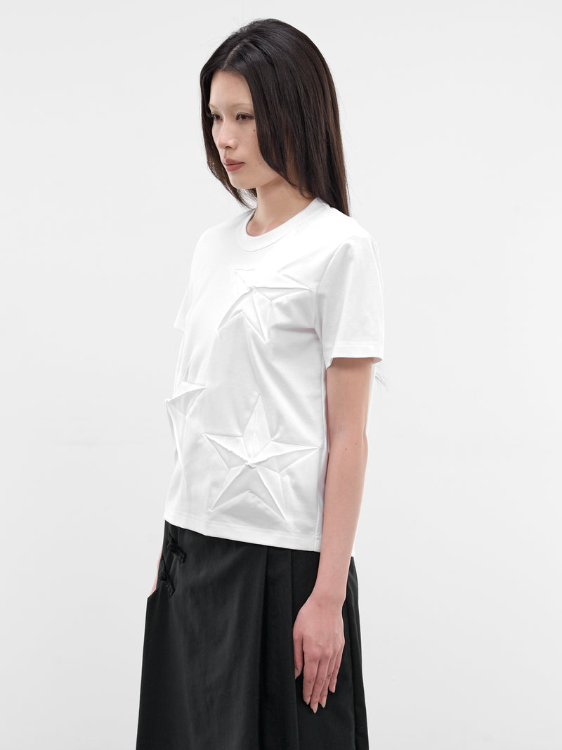 White 3D Star Paneled Tee (3Q-T006-S26-WHITE)