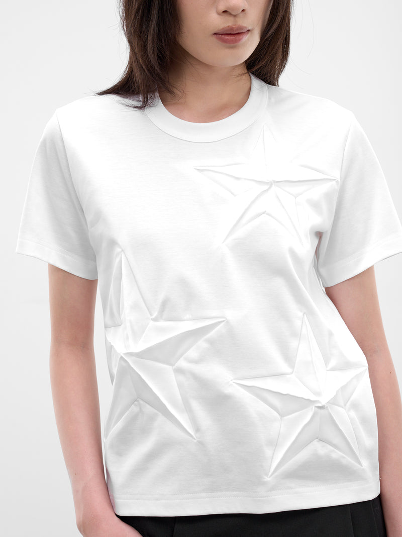 White 3D Star Paneled Tee (3Q-T006-S26-WHITE)