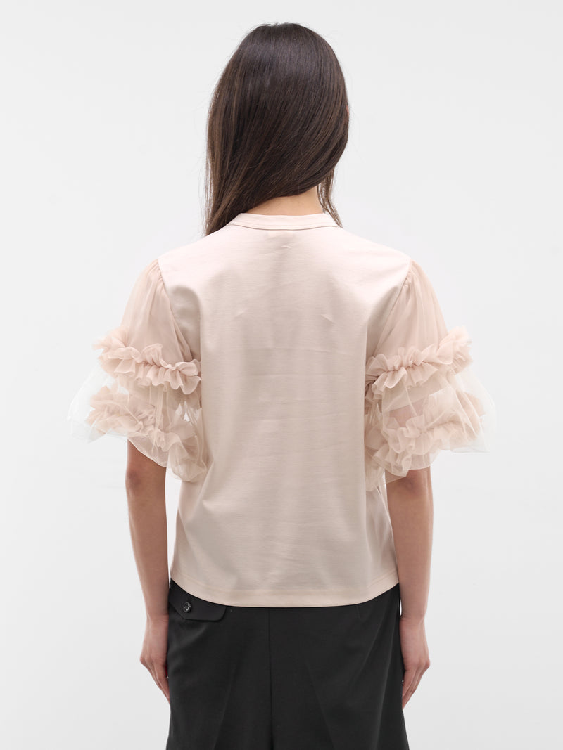 Beige Ruffle Tulle Tee (3Q-T012-S26-BEIGE)