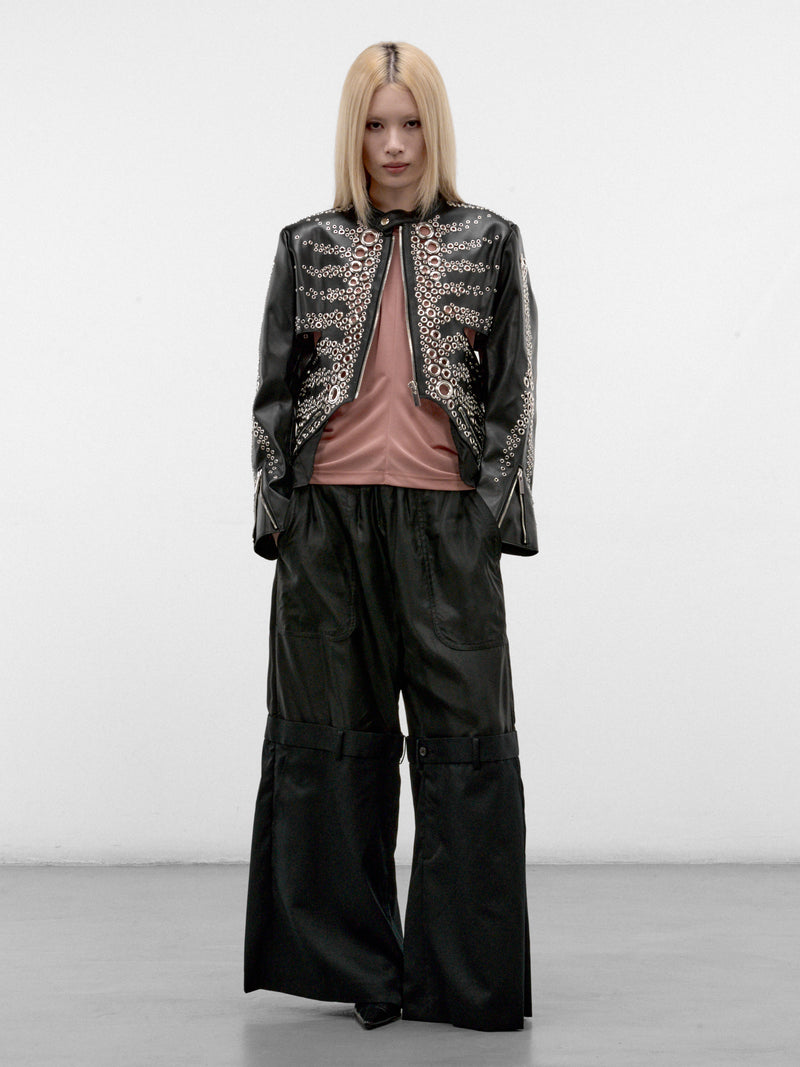 Black Skeletal Eyelet Leather Jacket (3R-J001-W26-BLACK)