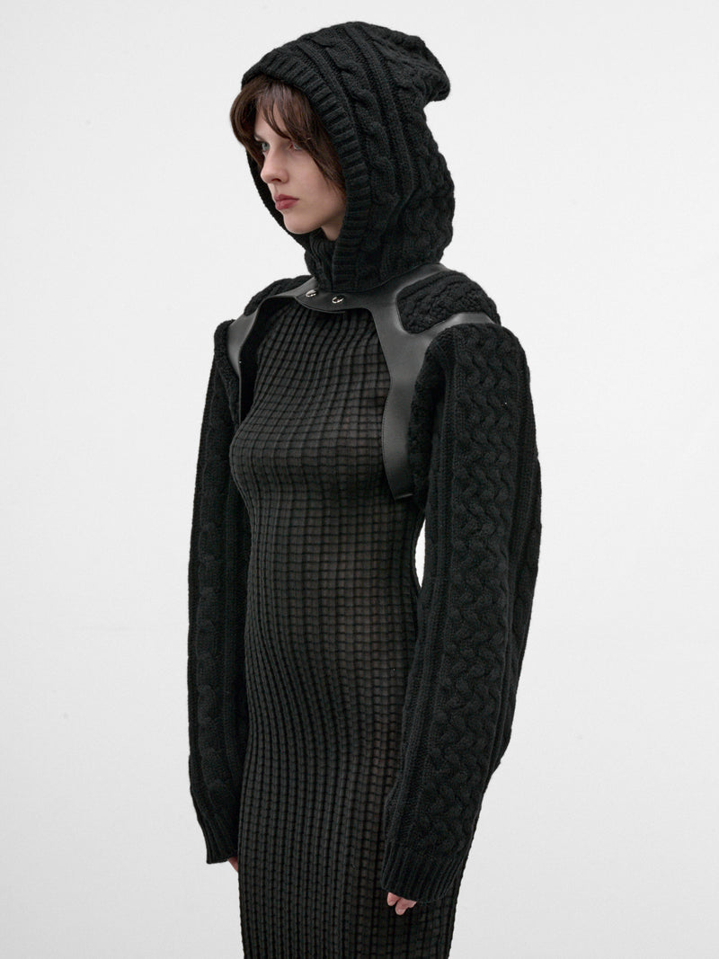 Black Wool Harness Bolero Sweater (3R-N009-W26-BLACK-BLACK)
