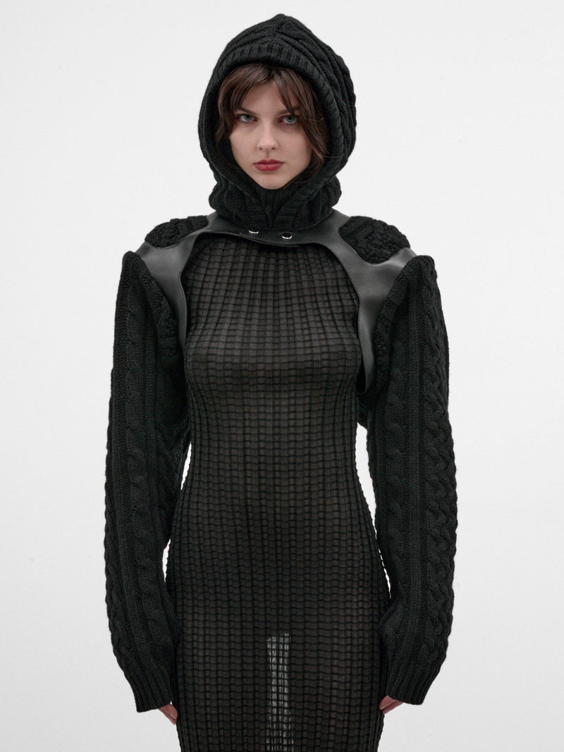 Black Wool Harness Bolero Sweater (3R-N009-W26-BLACK-BLACK)