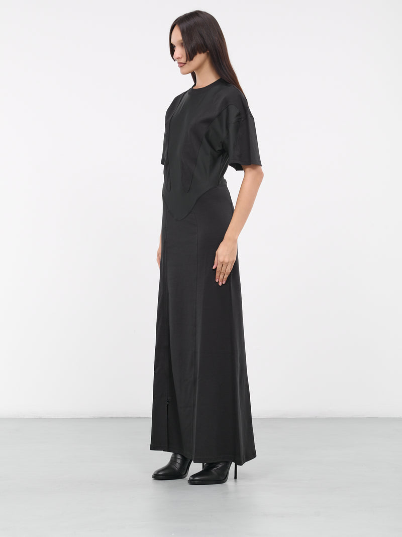 T-Shirt Slit Dress (3R01500681-BLACK)