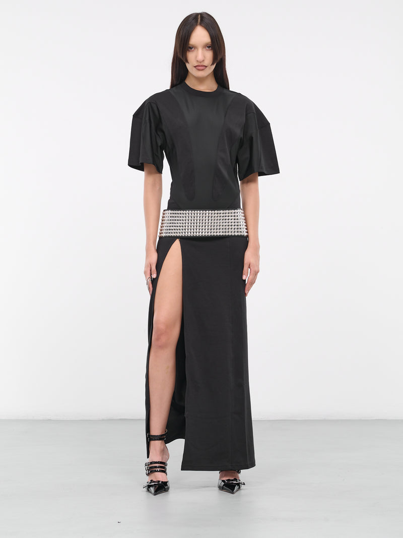 T-Shirt Slit Dress (3R01500681-BLACK)