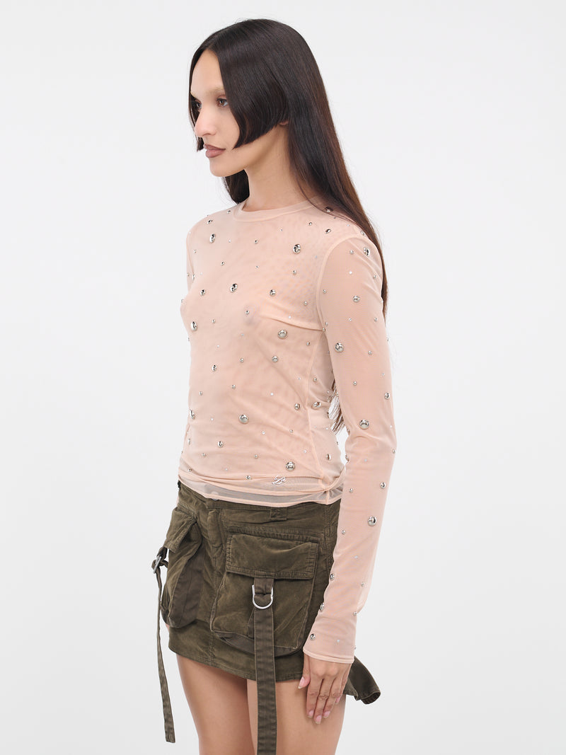 Stud Rhinestone Tulle Tee (4-4T021A-N0817-AMBERLIGHT)