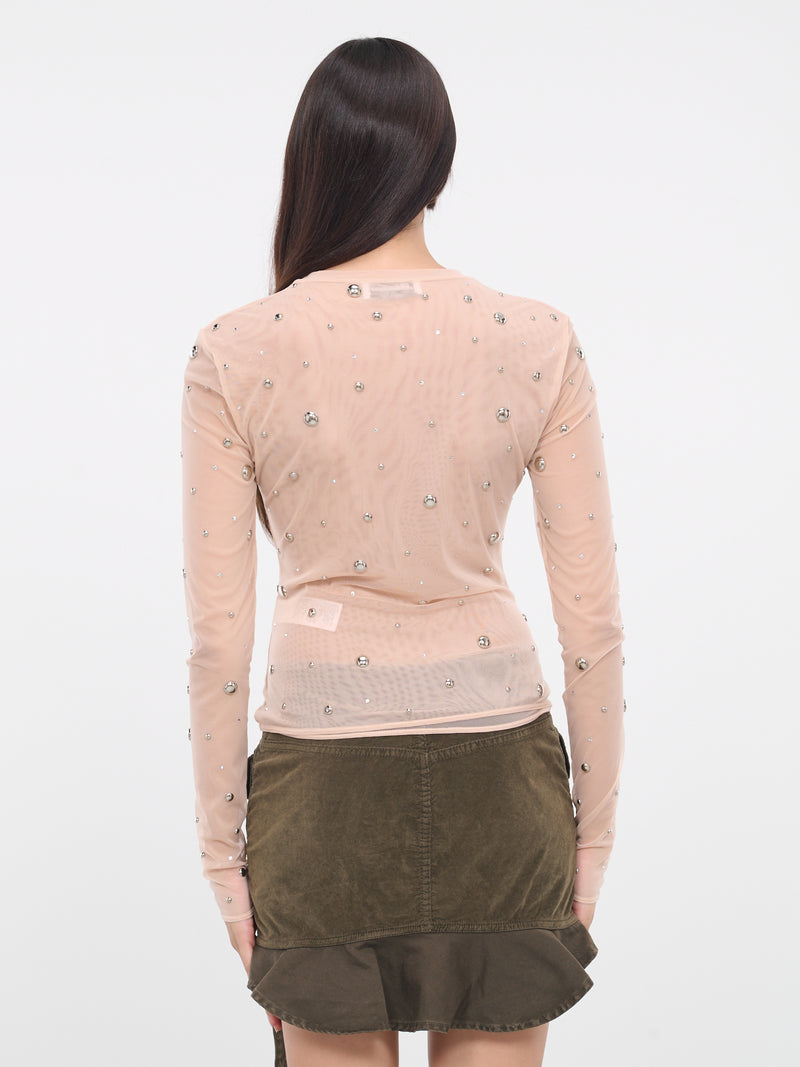 Stud Rhinestone Tulle Tee (4-4T021A-N0817-AMBERLIGHT)