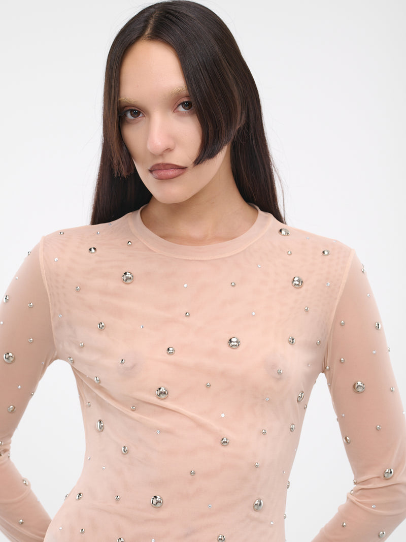 Stud Rhinestone Tulle Tee (4-4T021A-N0817-AMBERLIGHT)