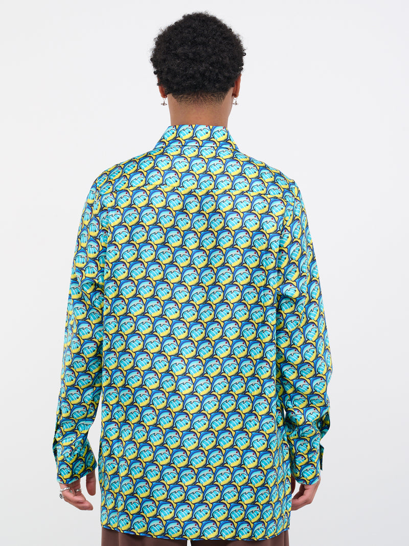 Classic Fish Shirt (4028A-W095-BLUE-FISH-SILK)