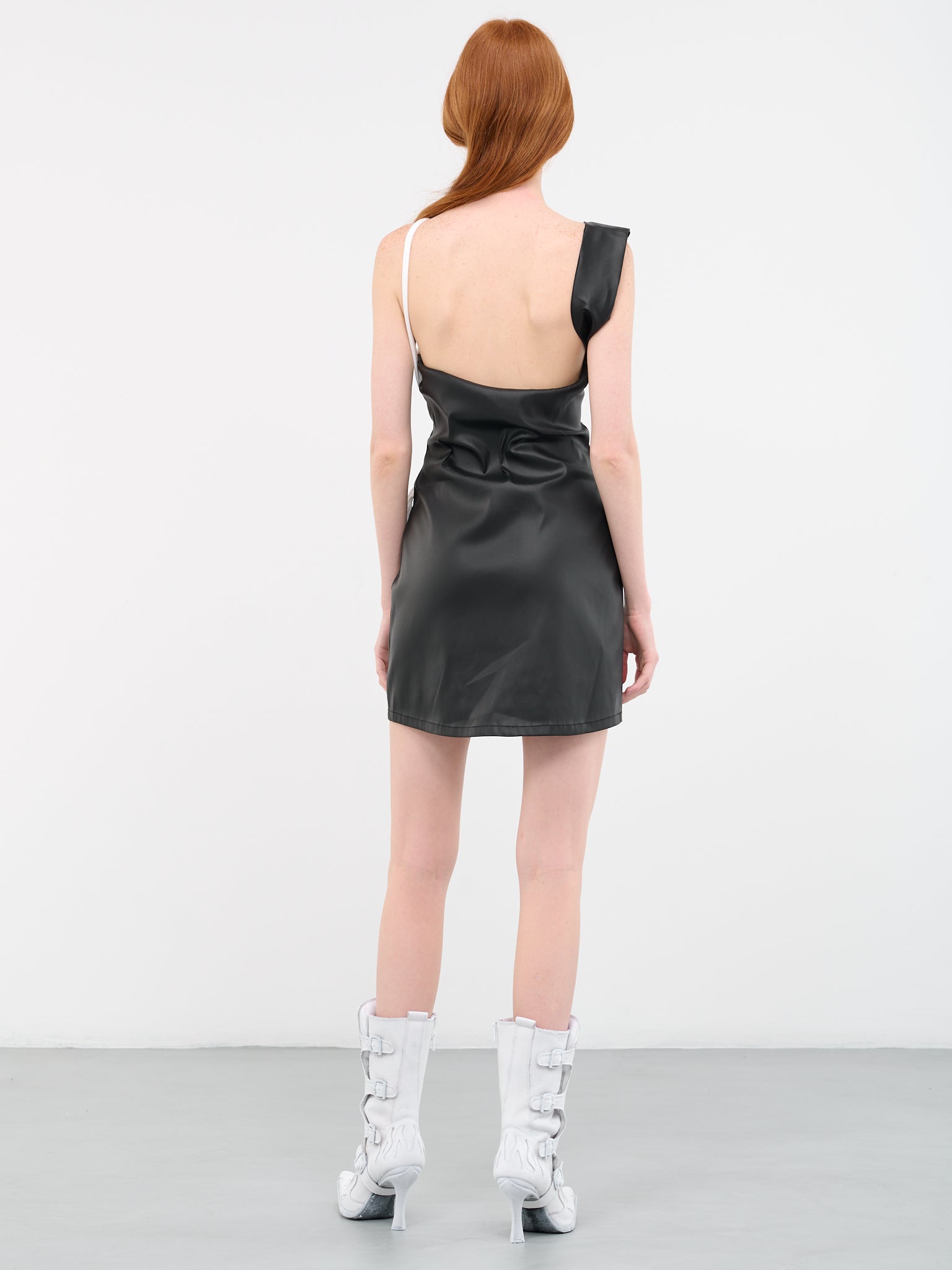 Scuba Faux-Leather Dress (405101-BLACK)