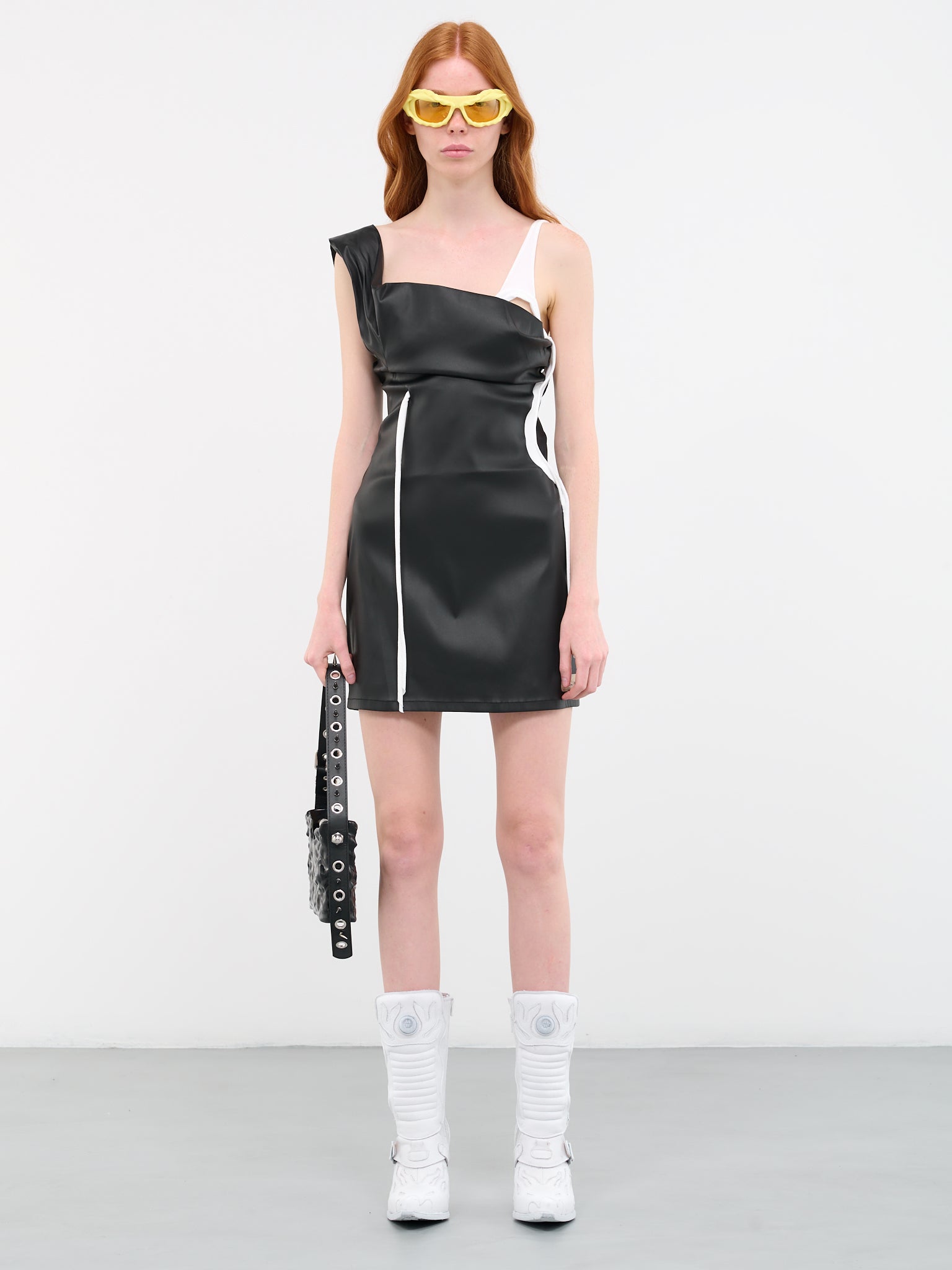 Scuba Faux-Leather Dress (405101-BLACK)