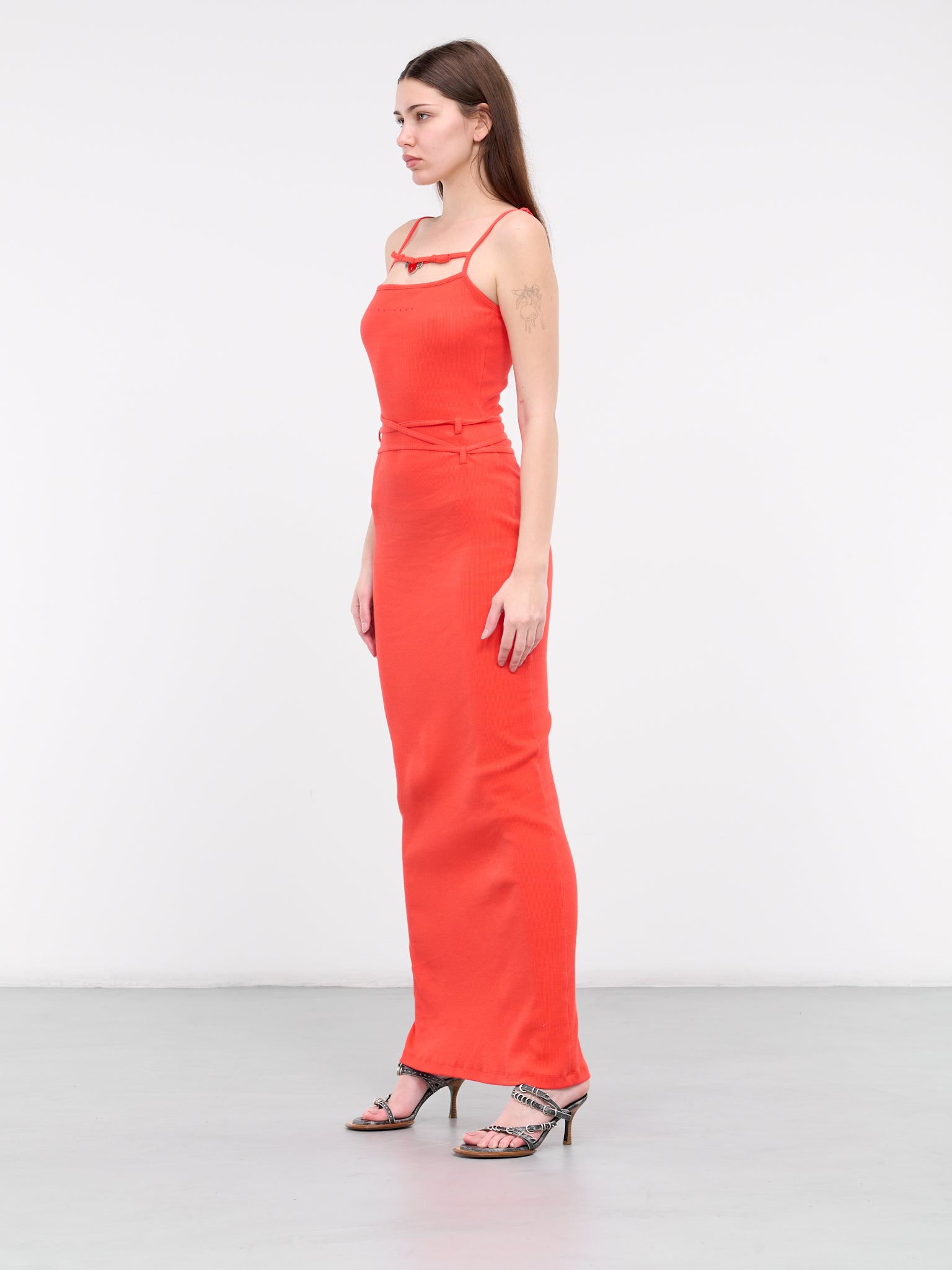 Charmed Rib-Knit Maxi Dress (407902-RED)