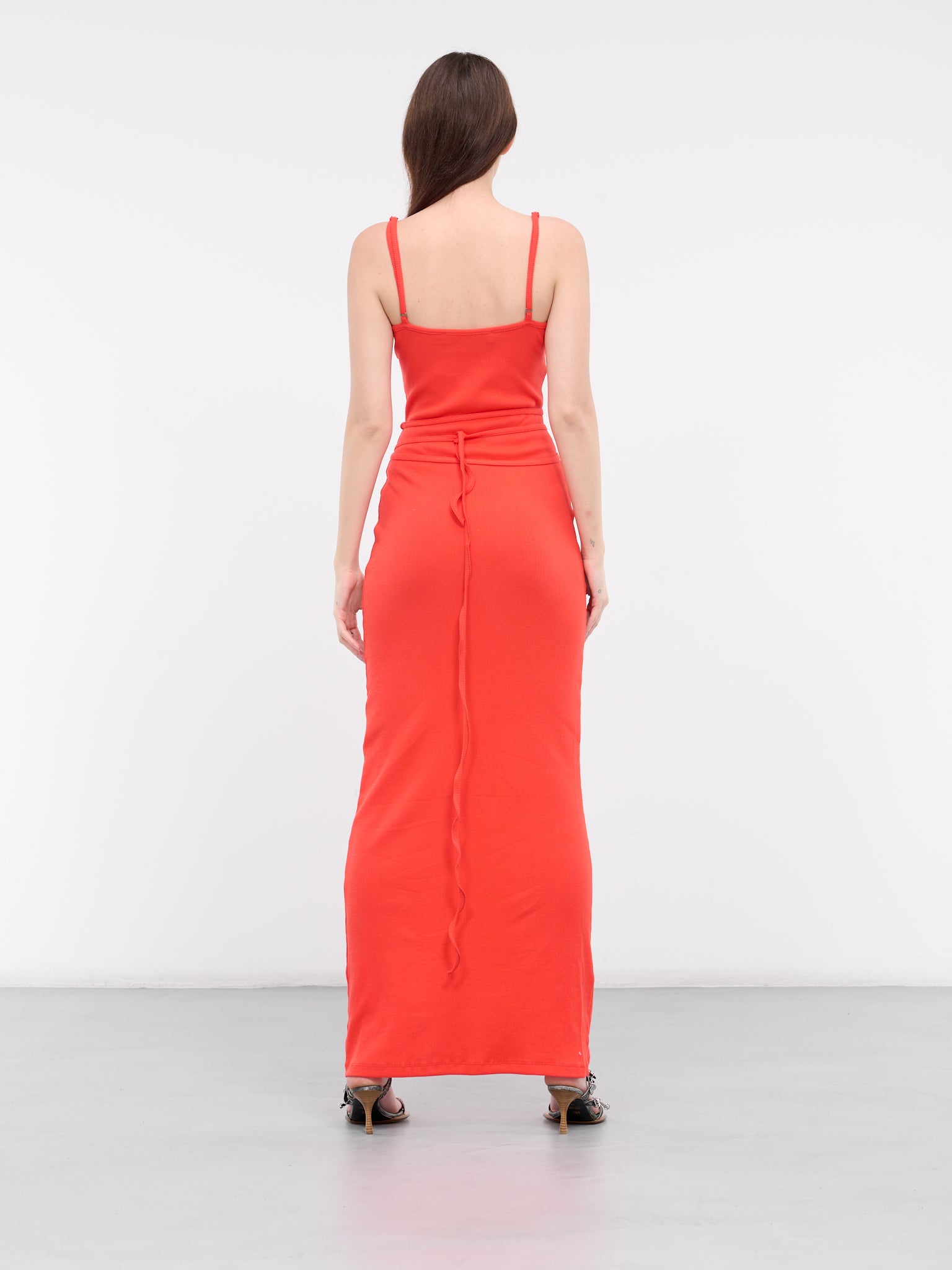 Charmed Rib-Knit Maxi Dress (407902-RED)