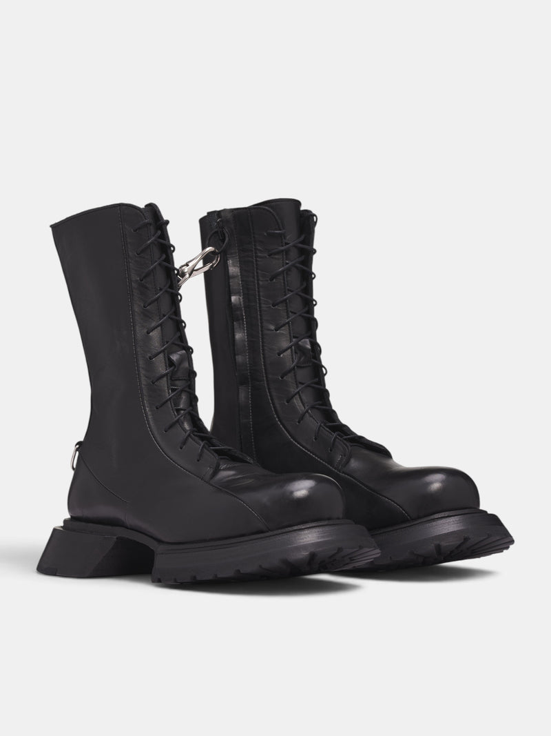 Black Leather Fundament Combat Boots (41-FUNDAMENT-COMBATS-BLACK)