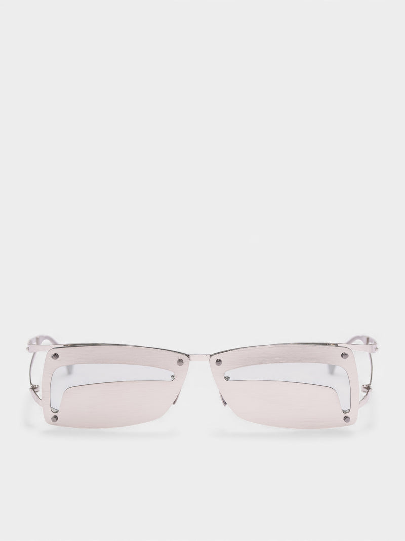 Metal Covered Cut-Out Rectangular Sunglasses (KRAI50SI0000004E-GREEN)