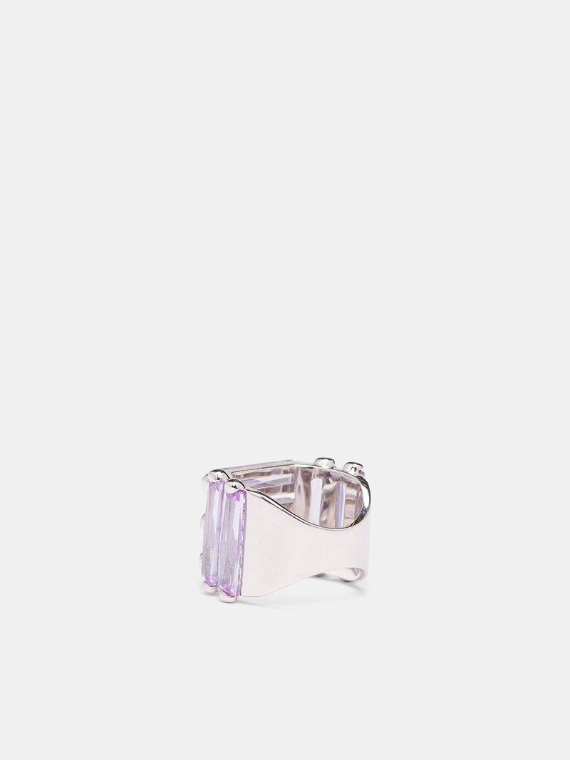 Silver Crystallized Armor Baguette Ring (CRYSTALLISEDARMOUR-RHODIUM)