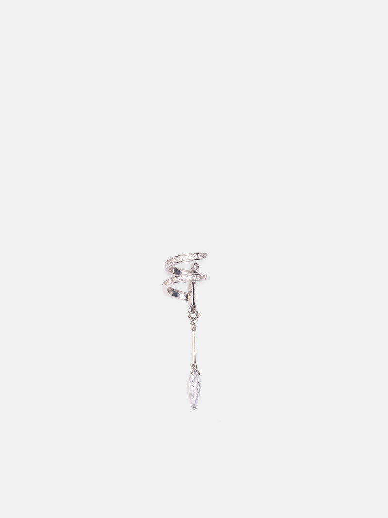 Silver Spiral Encrusted Ear Cuff (ENCRUSTED-SPIRAL-CLEAR-RHODIUM)
