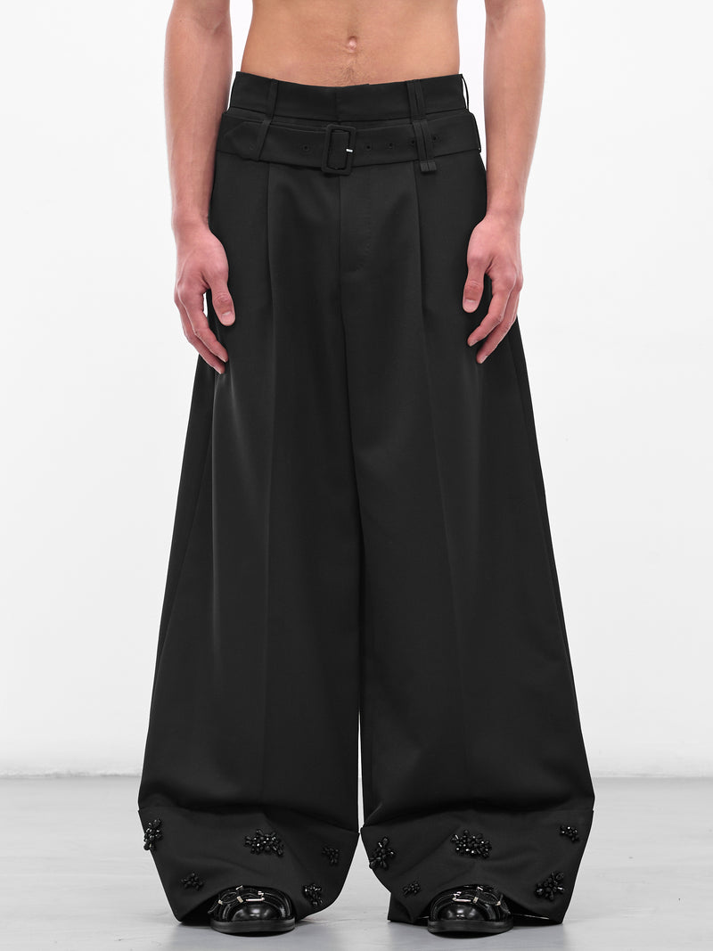 Black Wide Leg Multi Belt Loop Trousers (4159B-1217-BLACK-JET)