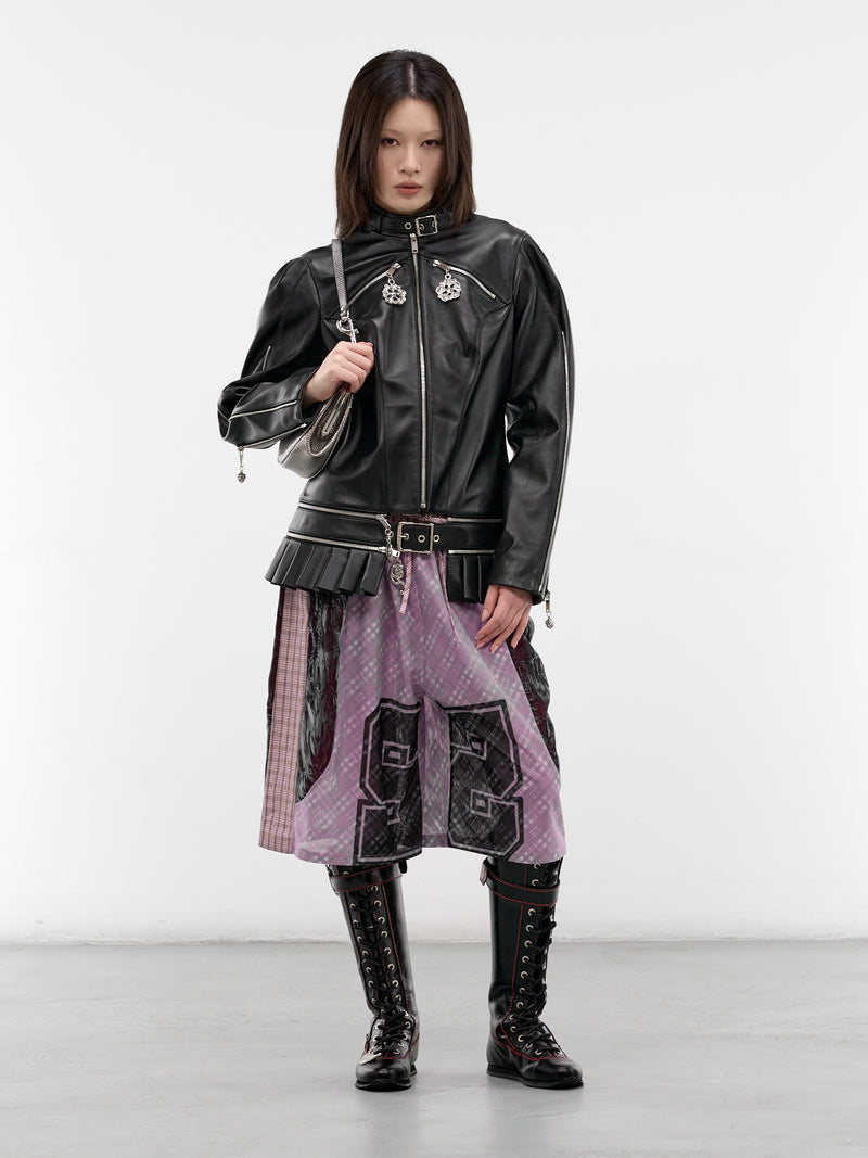 Contrast Paneled Plaid Basketball Shorts (4164-BASKETBALL-PINK-MULTI)