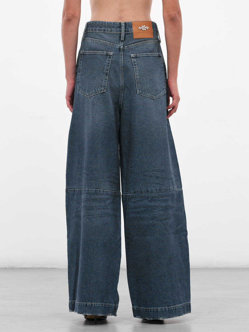 Blue Distressed Denim Puddle Jeans (4165B-1231D-BLUE-PEARL-CLEAR)