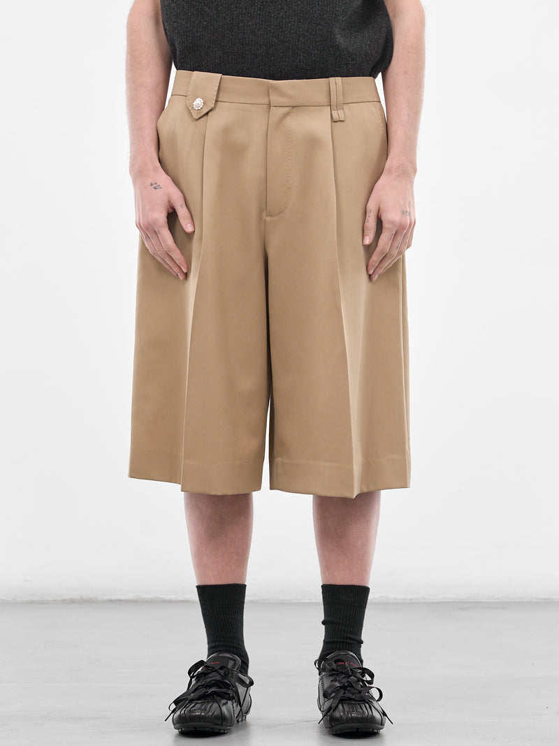 Beige Venetian Wool Tailored Shorts (4187D-1217-SAND)