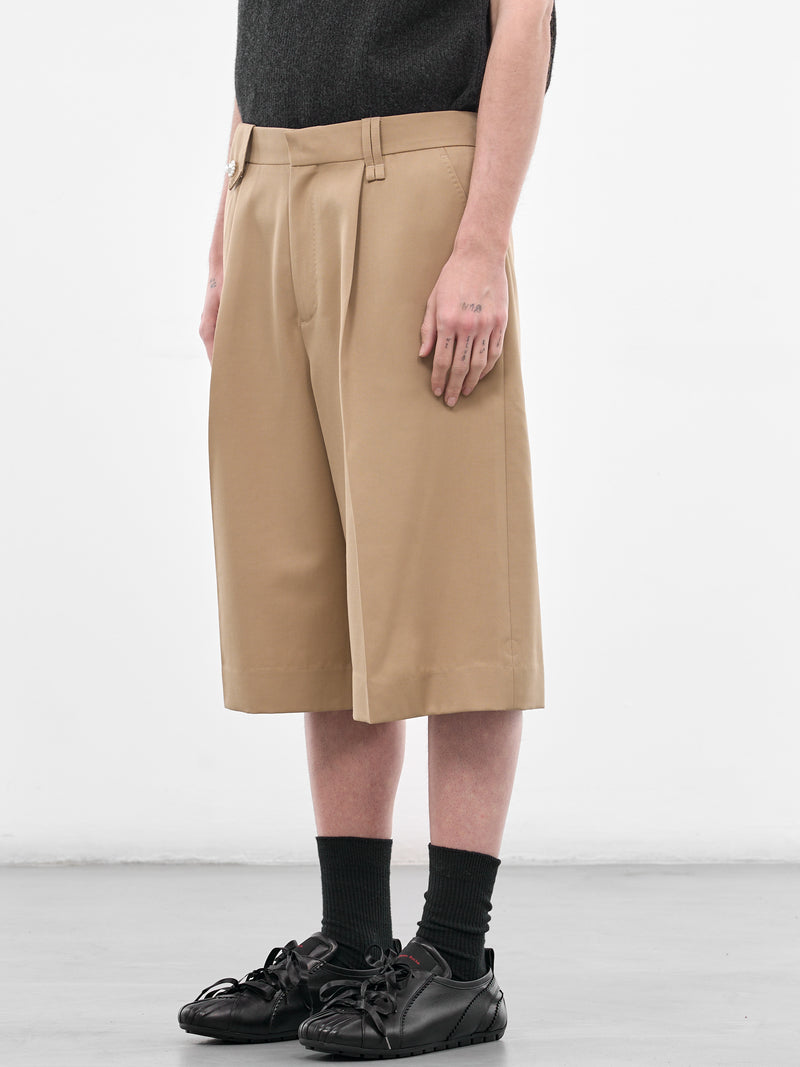 Beige Venetian Wool Tailored Shorts (4187D-1217-SAND)