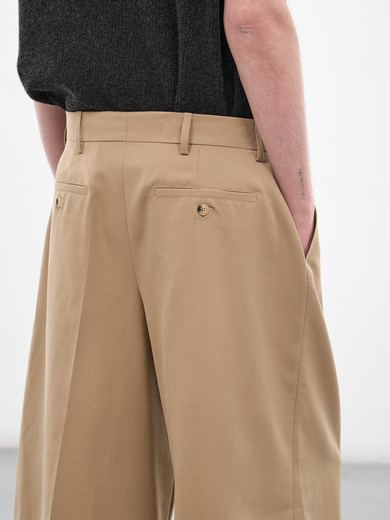 Beige Venetian Wool Tailored Shorts (4187D-1217-SAND)