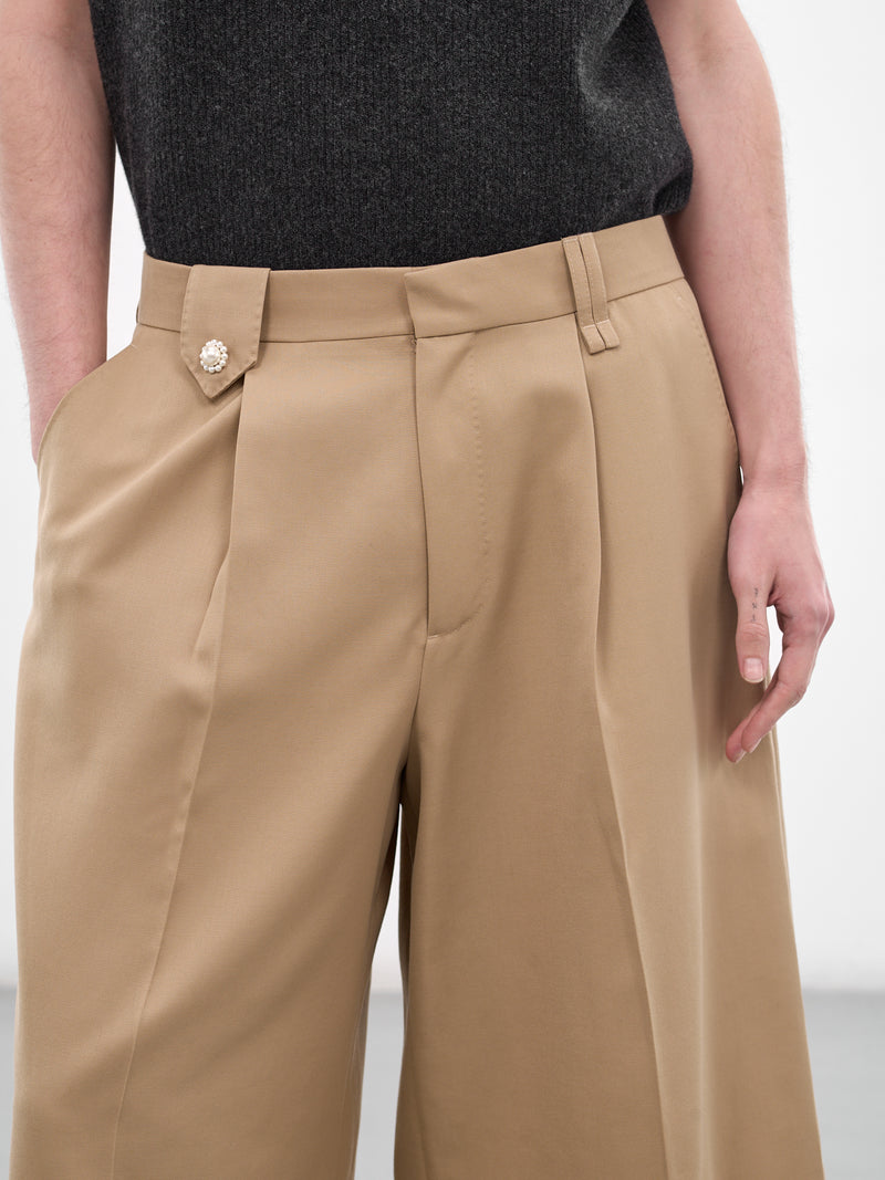 Beige Venetian Wool Tailored Shorts (4187D-1217-SAND)