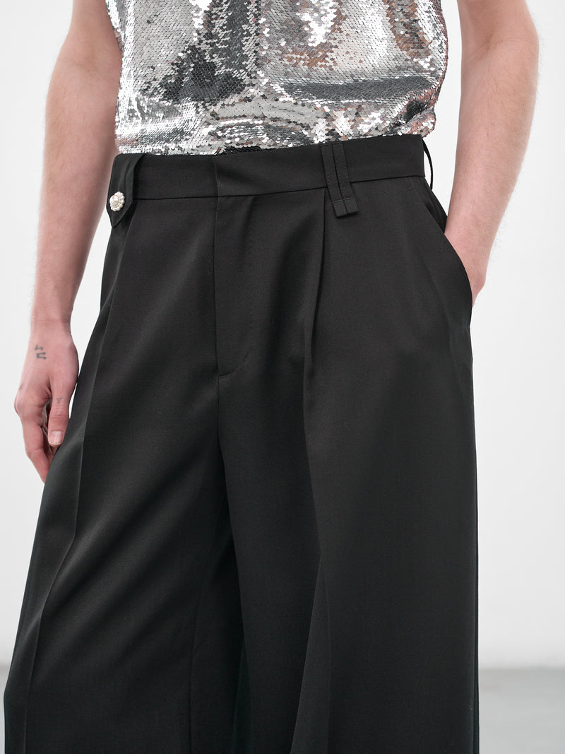 Black Venetian Wool Wide Trousers (4198D-1217-BLACK)