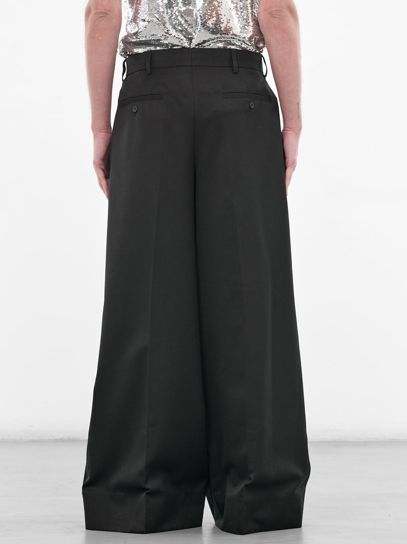 Black Venetian Wool Wide Trousers (4198D-1217-BLACK)