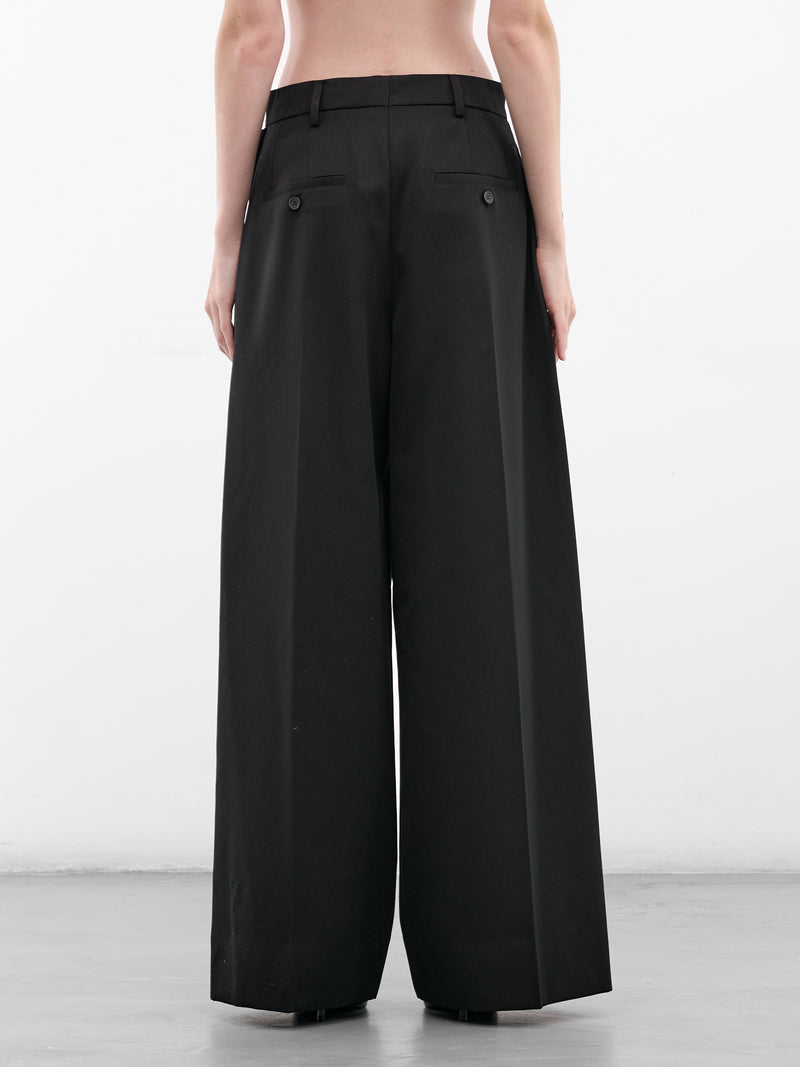 Black Draped Sash Wide Trousers (4203-1217-BLACK)