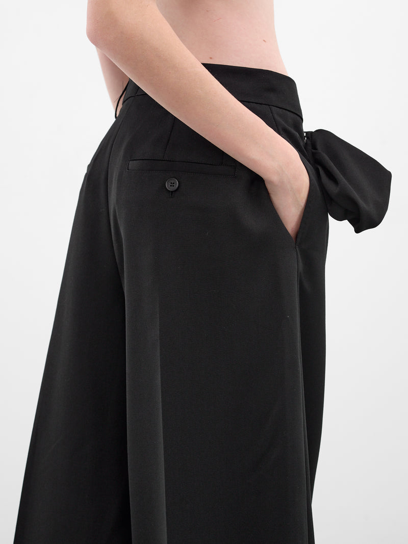 Black Draped Sash Wide Trousers (4203-1217-BLACK)