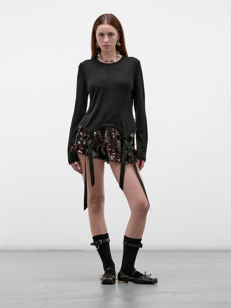 Deep Red Sequin Mini Shorts (4215-1362-DEEP-RED)