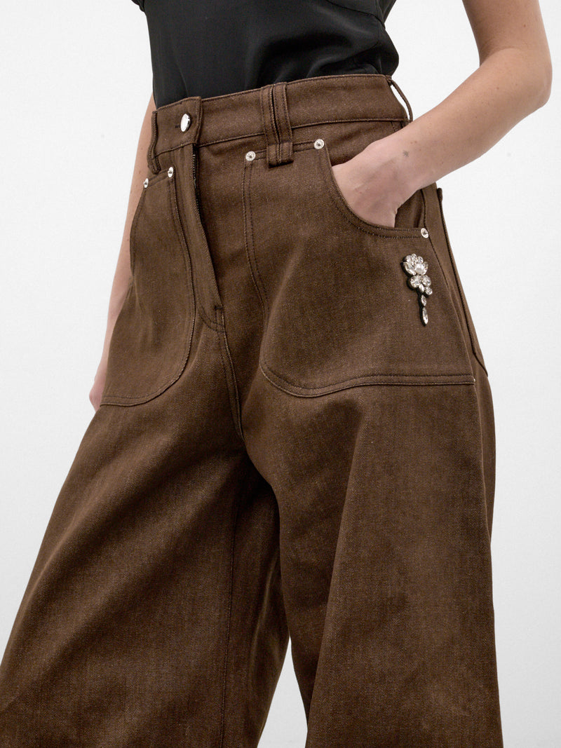 Wide Leg Utility Curve Jeans (4218B-1355-TAN-PEARL-CLEAR)