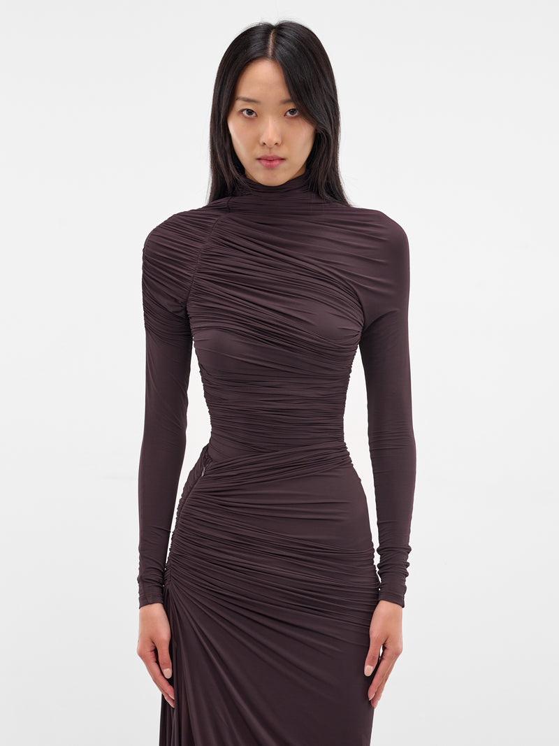 Burgundy Asymmetric Ruched Top (234-T06-BURGUNDY)