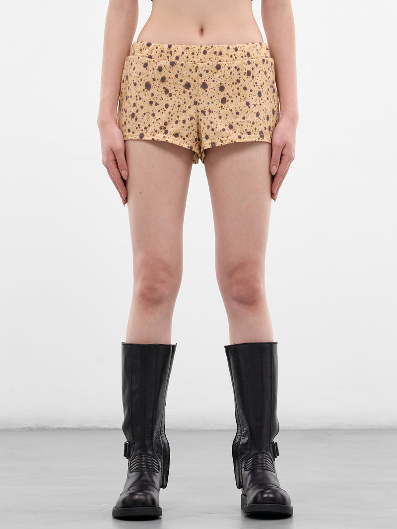 DOUBLET Quail Egg Print Mini Shorts | H.Lorenzo - front