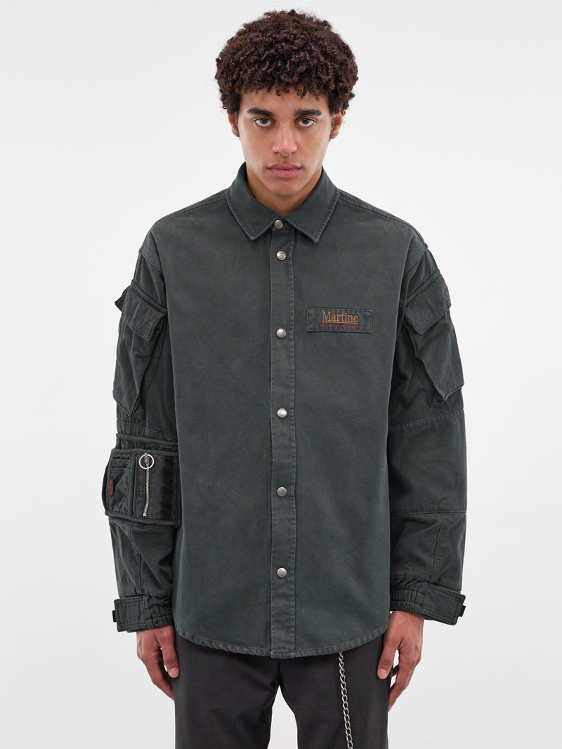 Green Cotton Utility Shirt (475WP22414-GREEN)