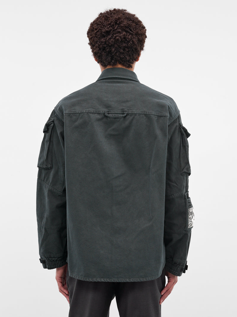 Green Cotton Utility Shirt (475WP22414-GREEN)