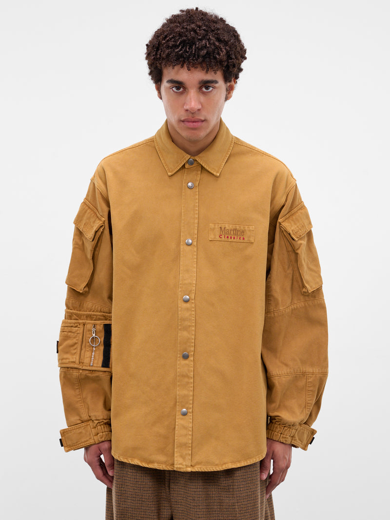 Brown Cotton Utility Shirt (475WP22718-BROWN)
