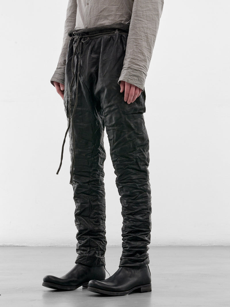 Black Bison Leather Sweatpants (4832-BLACK)