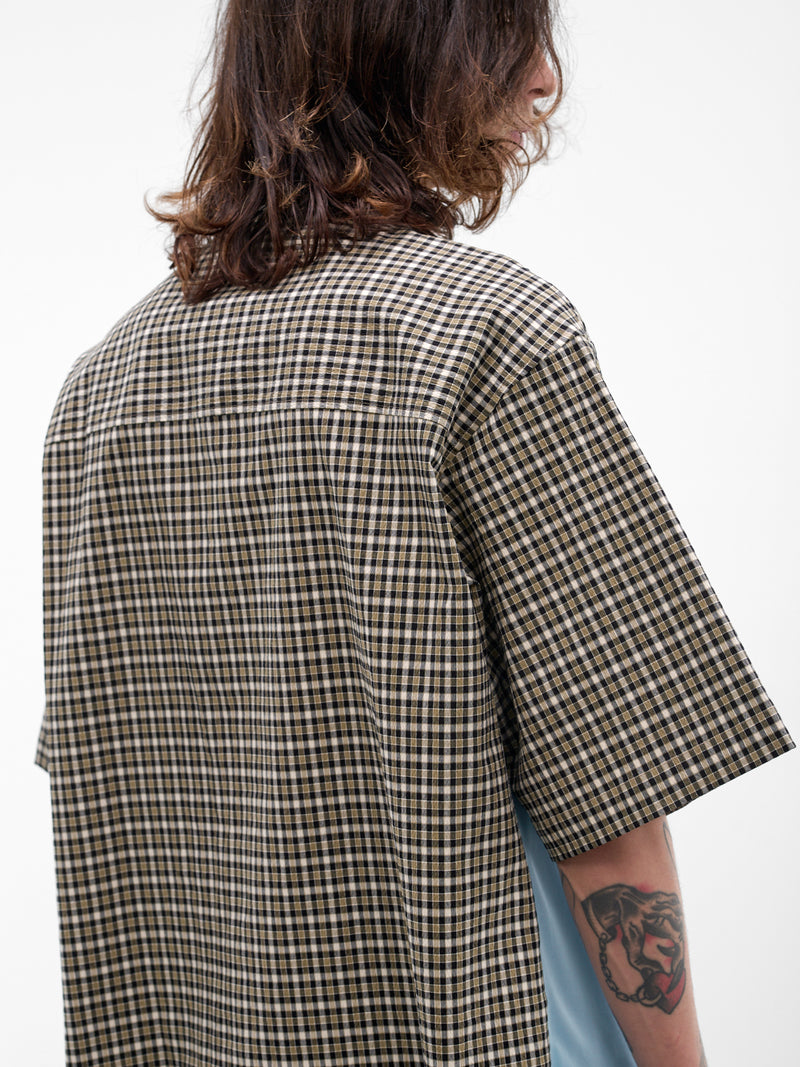 Blue Paneled Plaid Polo Shirt (493WS41072-BLACK)