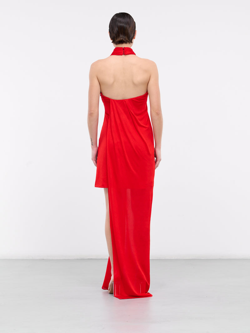 Asymmetric Dress (4A113A-N0313-LIPSTICK-RED)