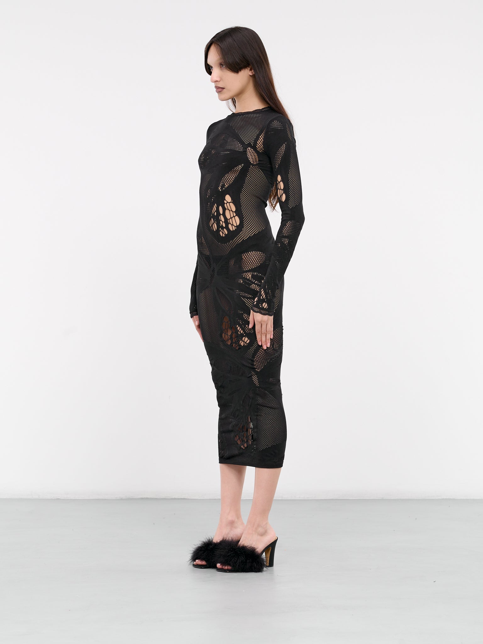 Jacquard Knit Midi Dress (4A130A-N0990-BLACK)